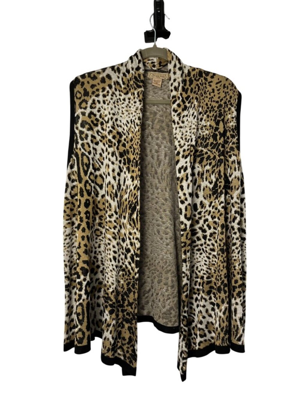 Art and Soul Leopard Print Open Front Lightweight Knit Cardigan Vest 2X Used USA - Picture 1 of 10